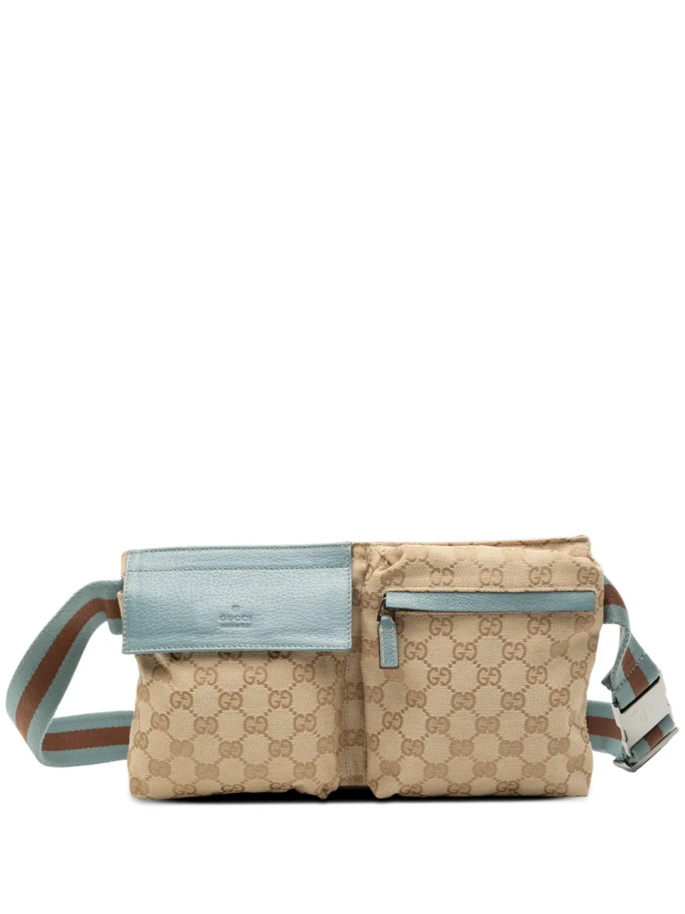 Gucci Pre-Owned 2000-2015 GG Canvas Web Double Pocket belt bag - Blu