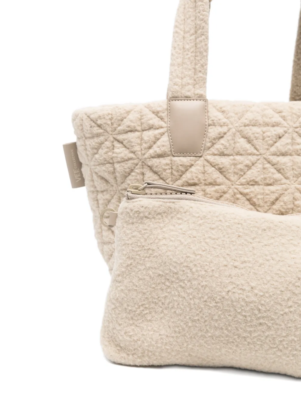 Small Vee Quilted Sherpa Tote Bag