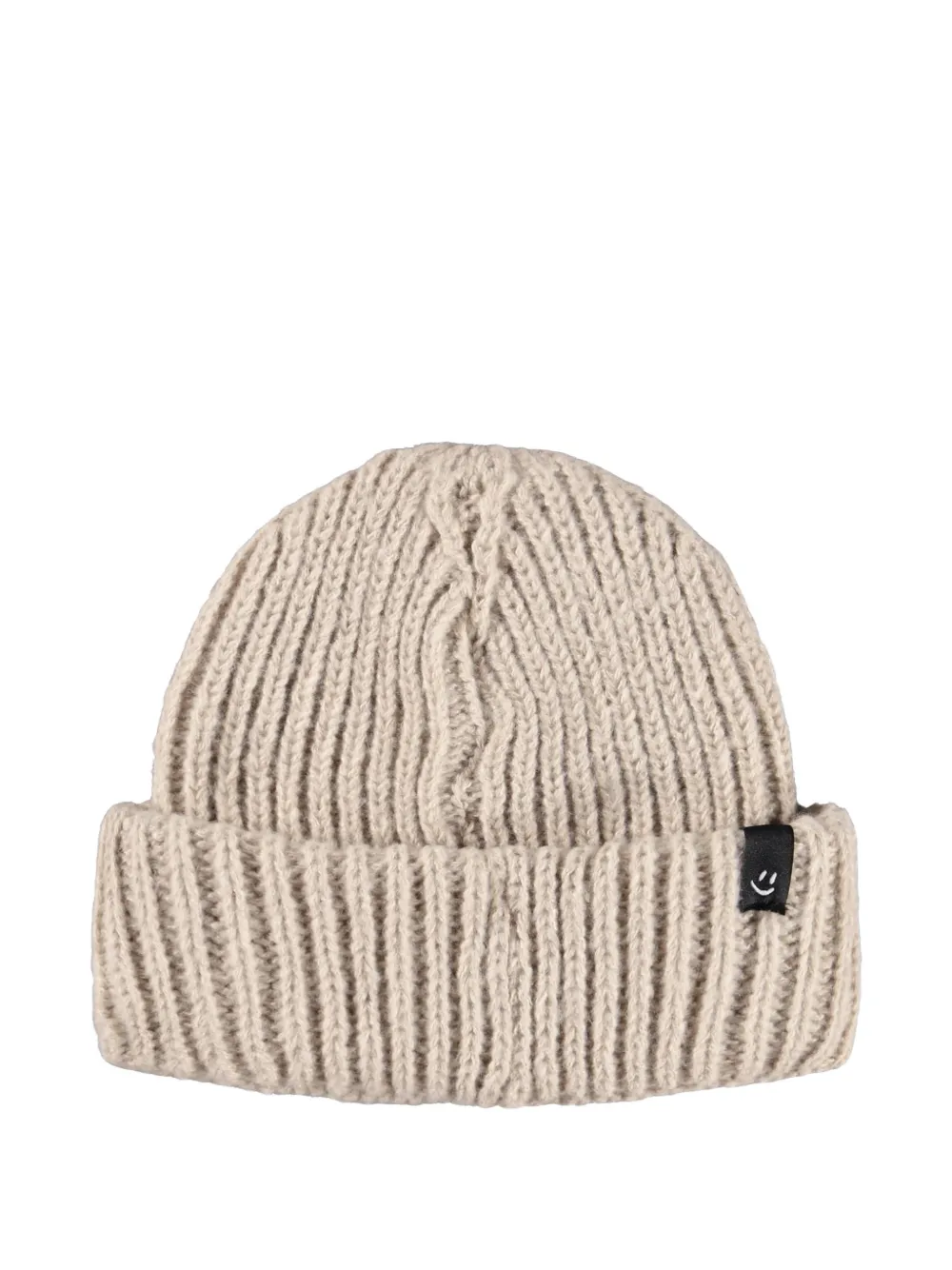 Molo Geribbelde muts met smileyface Beige