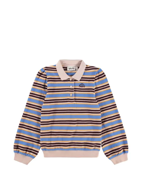 Molo stripe-pattern puff-sleeve polo shirt