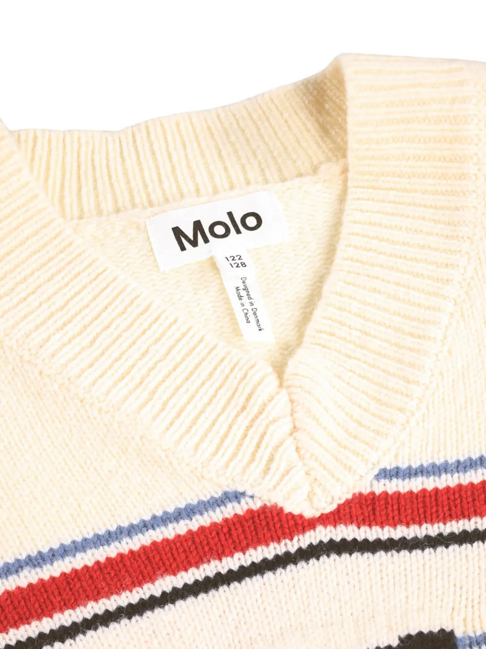 Molo Gestreepte sweater met intarsia strik Beige