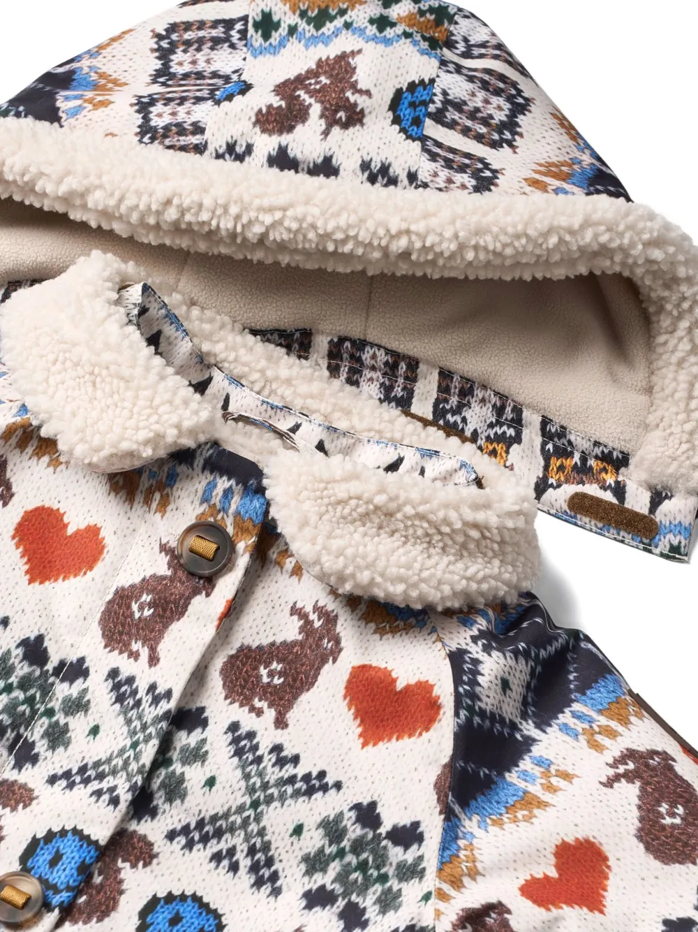 Molo Fair Isle jack met capuchon en print Beige