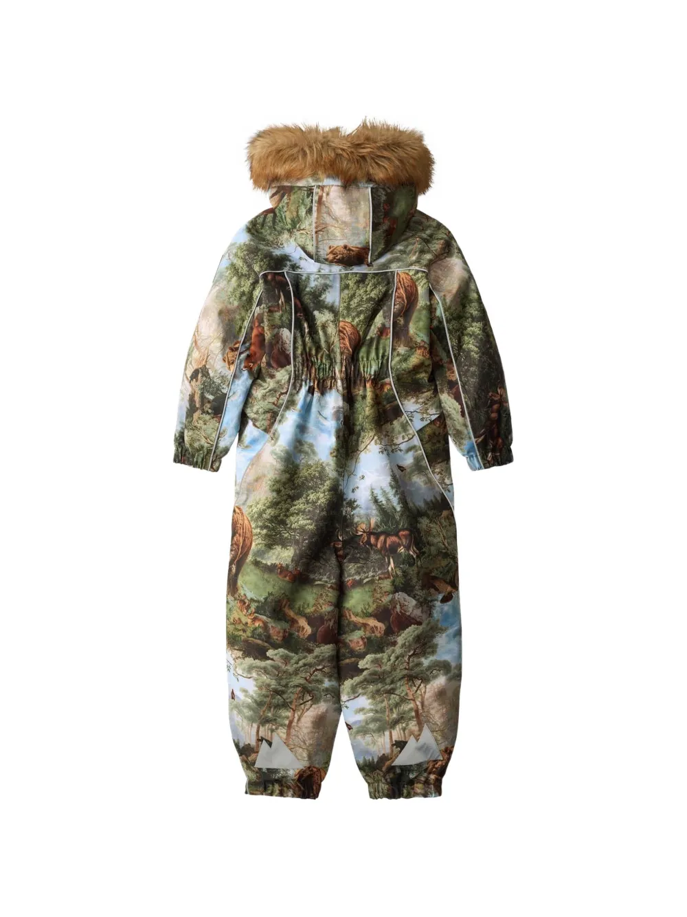 Molo Skijumpsuit met print en afwerking van imitatiebont Groen