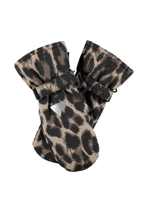 Molo leopard-print touch-strap ski mittens