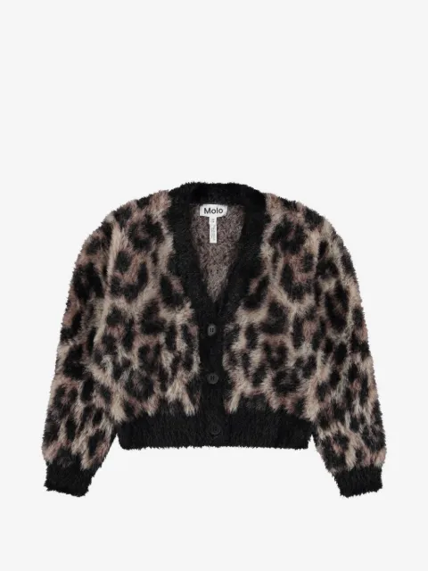 Molo leopard-print brushed-knit cardigan