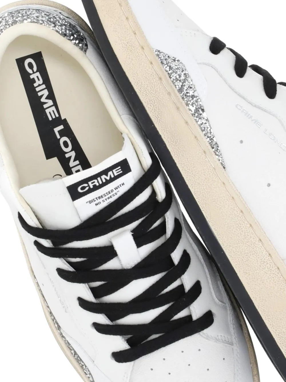 Crime London Chelsea sneakers met glitters en logo-reliëf Wit