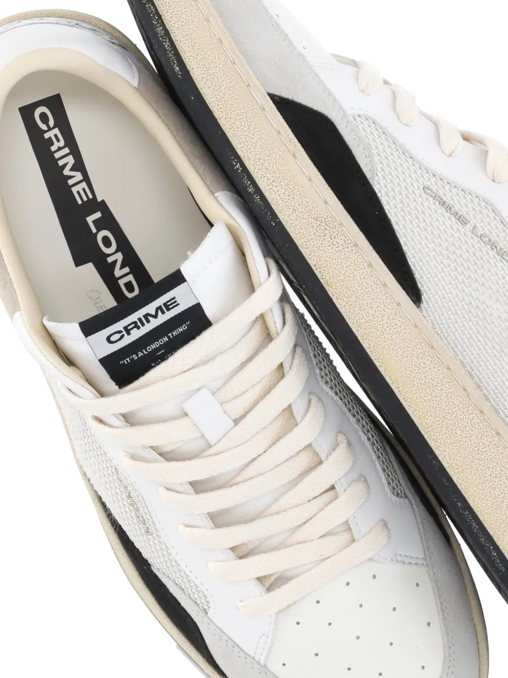 Crime London Chelsea leren sneakers met vlakken Wit