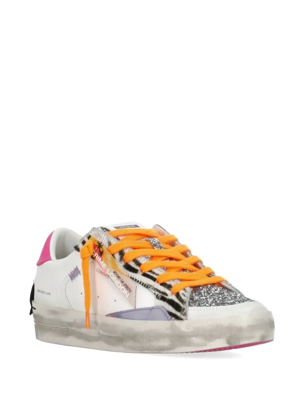Crime London Sk8 Deluxe sneakers met dierenpatroon en glitters Wit