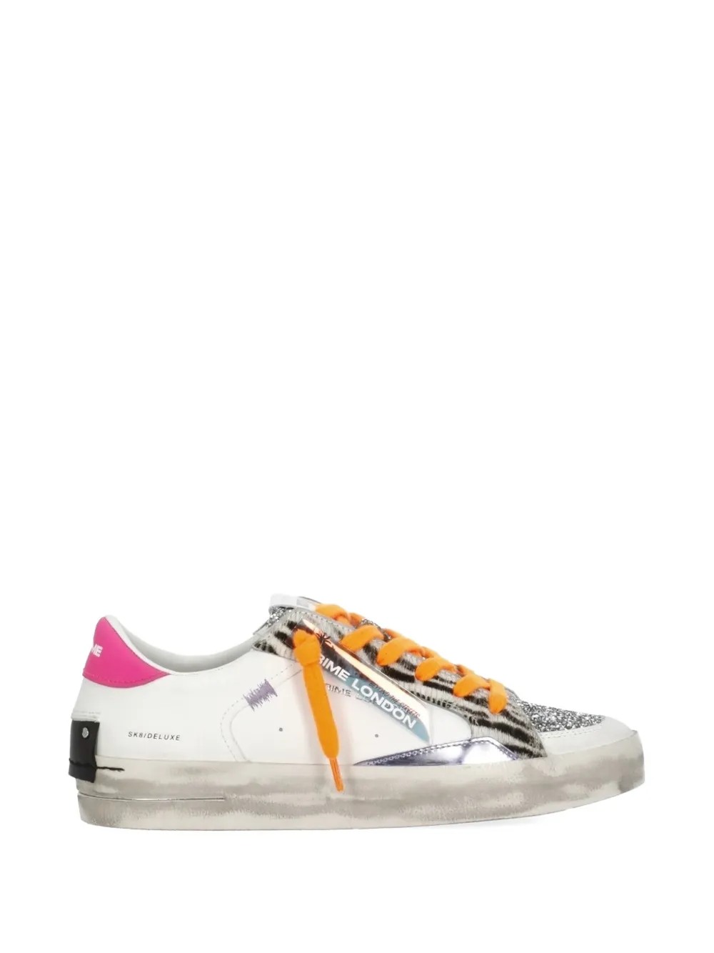 Crime London Sk8 Deluxe glitter animal-pattern sneakers - Bianco