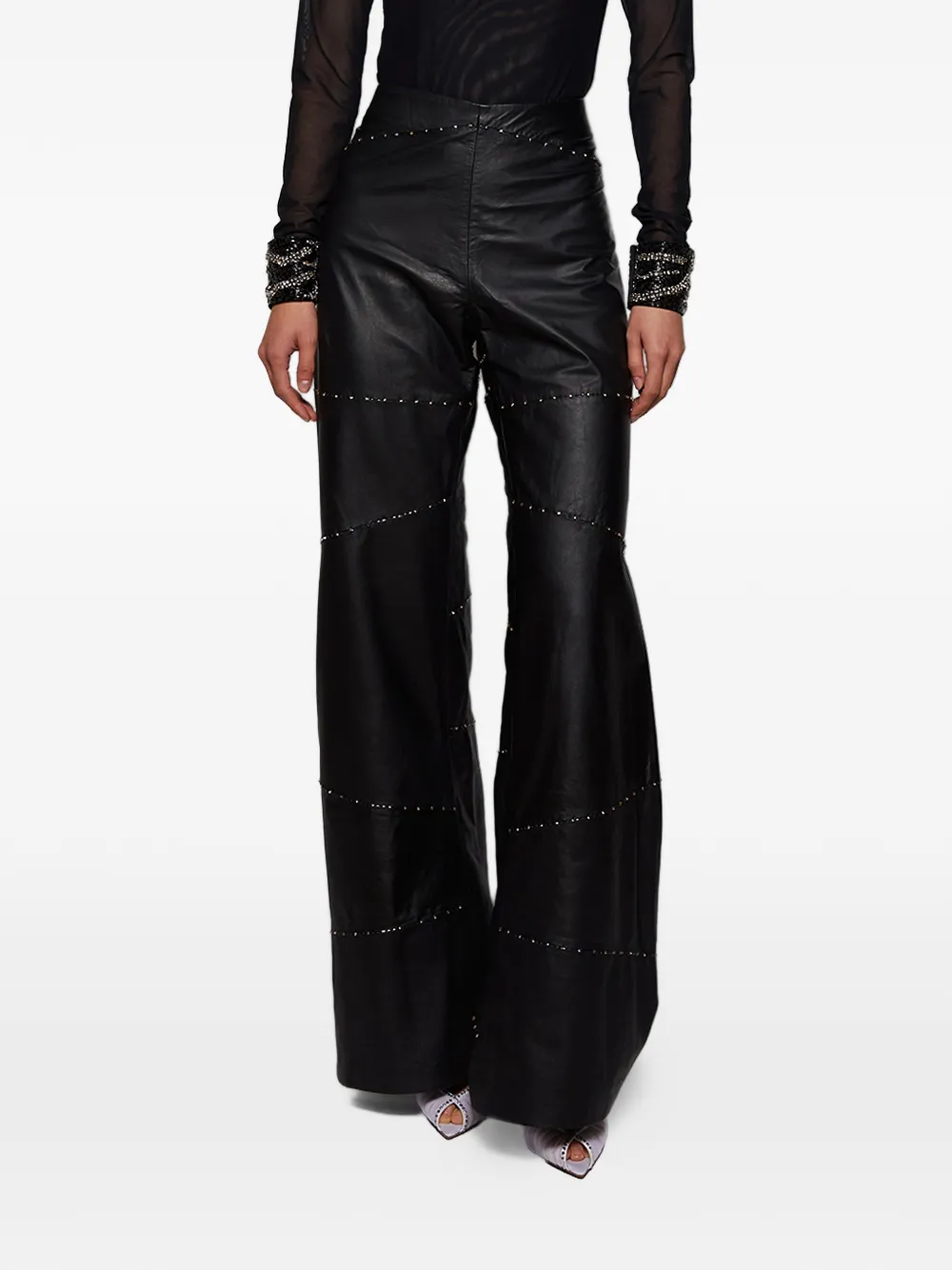  Grace Faena Studded Leather Trousers - Black 
