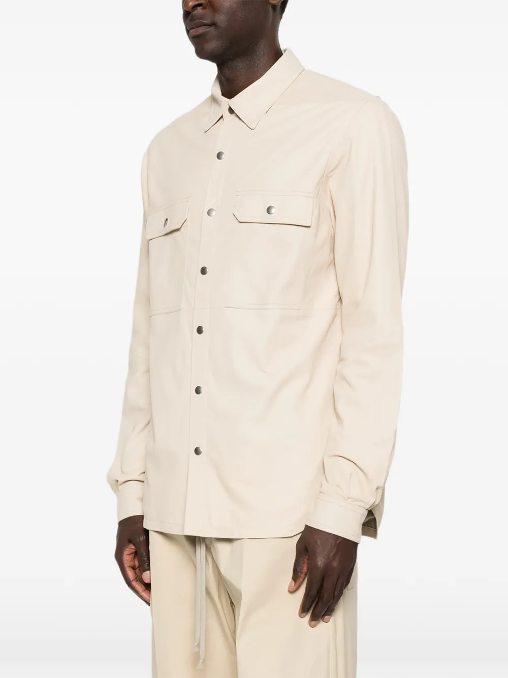  Rick Owens Buttoned Shirt Jacket - Neutrals 