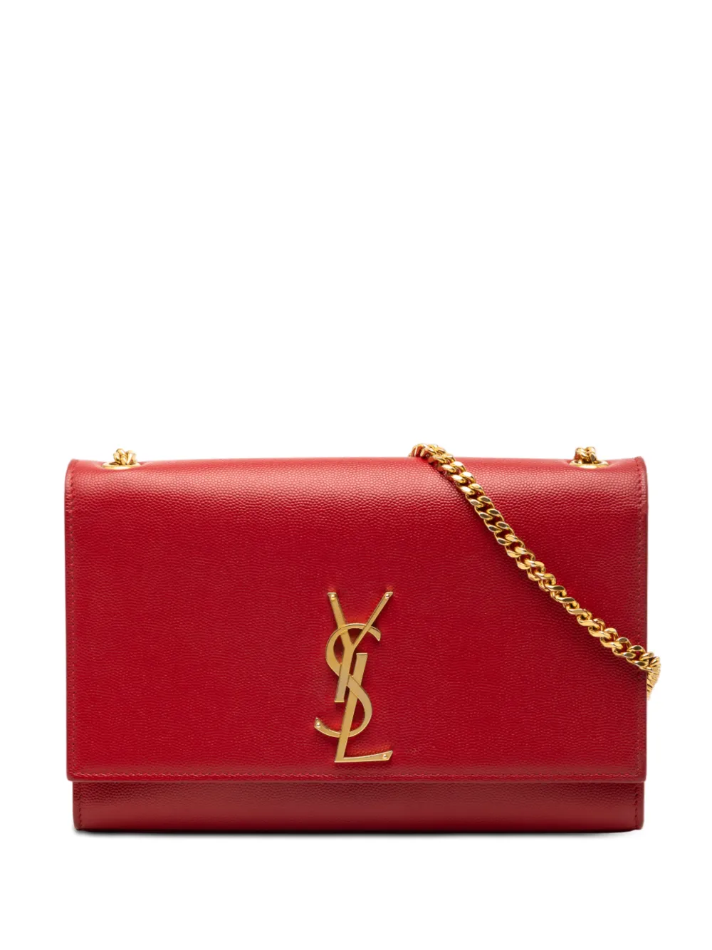 Saint Laurent Pre-Owned 2018 Medium Grain De Poudre Monogram Kate crossbody bag - Rosso