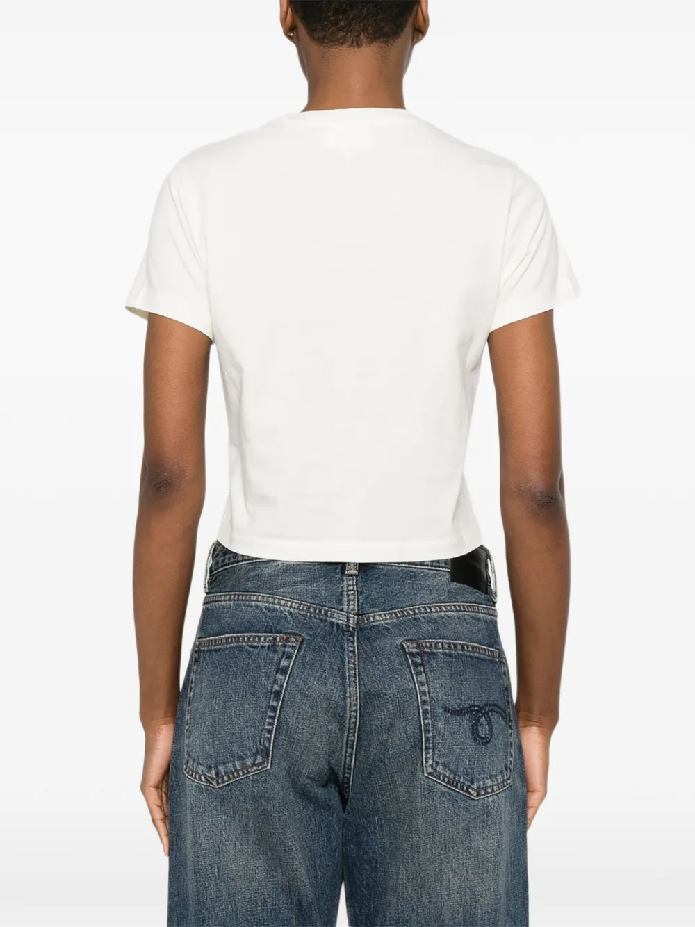 Maison Kitsuné T-shirt met geborduurd logo Beige