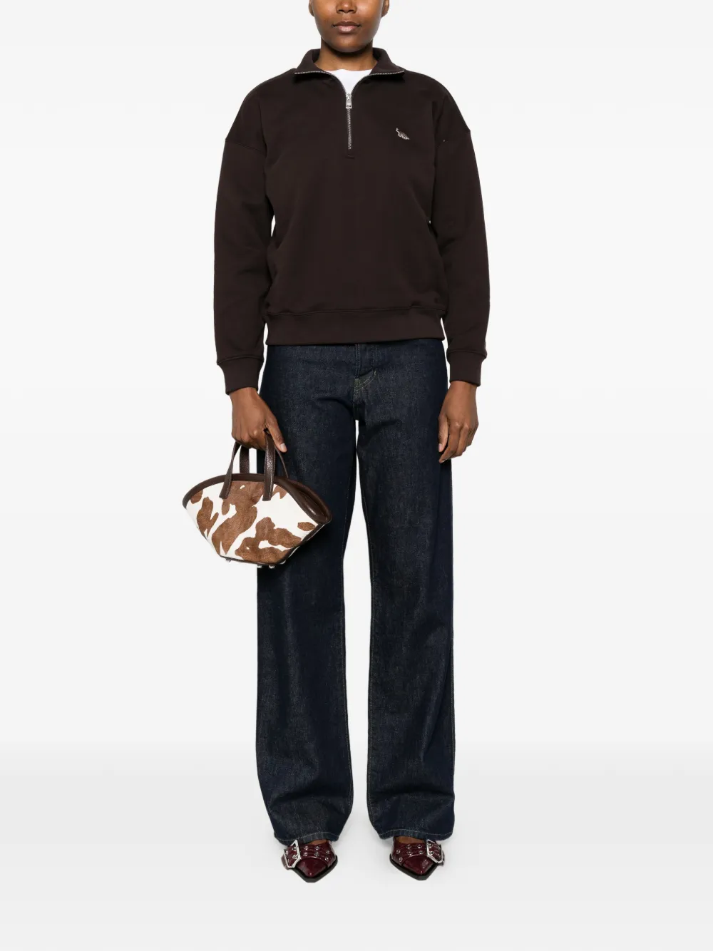  Maison Kitsuné Zip Fox Sweater - Brown 