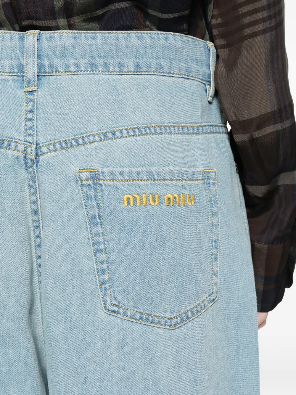 Miu Jeans met geborduurd logo Blauw