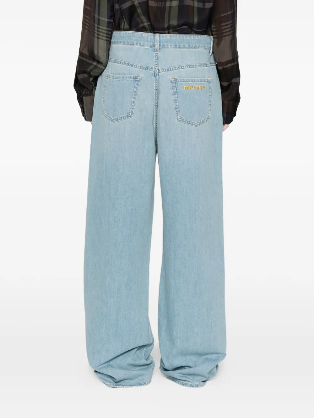 Miu Jeans met geborduurd logo Blauw