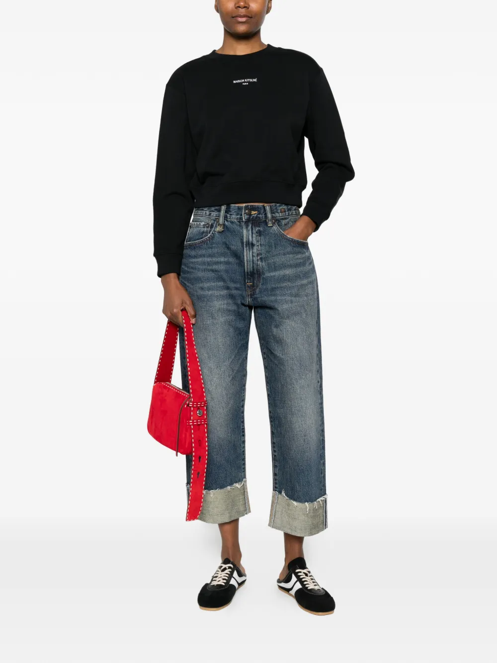 Maison Kitsuné Sweater met logo Zwart