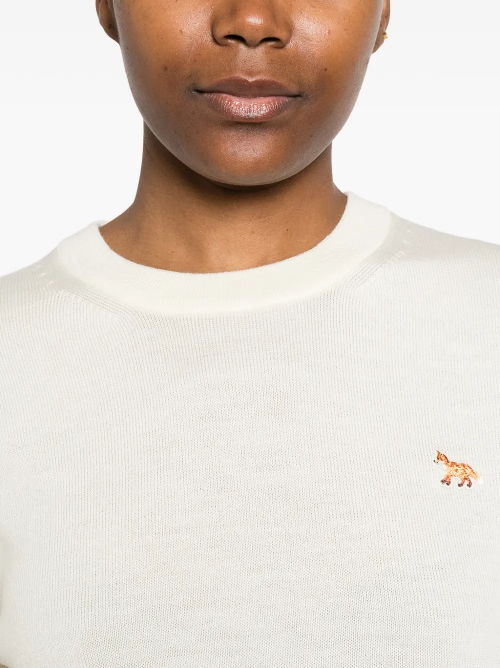 Maison Kitsuné Trui met geborduurde vos Beige