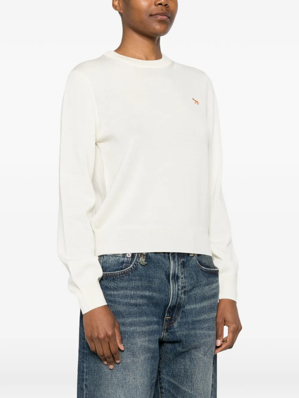 Maison Kitsuné Trui met geborduurde vos Beige
