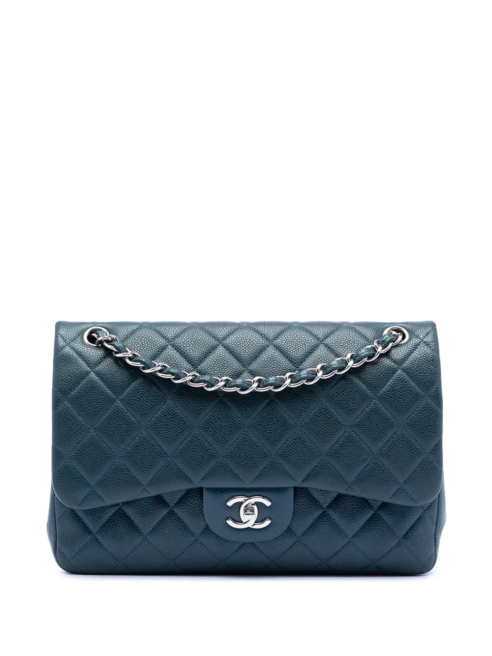 CHANEL Pre-Owned 2014-2015 Jumbo Classic Caviar Double Flap shoulder bag - Blu