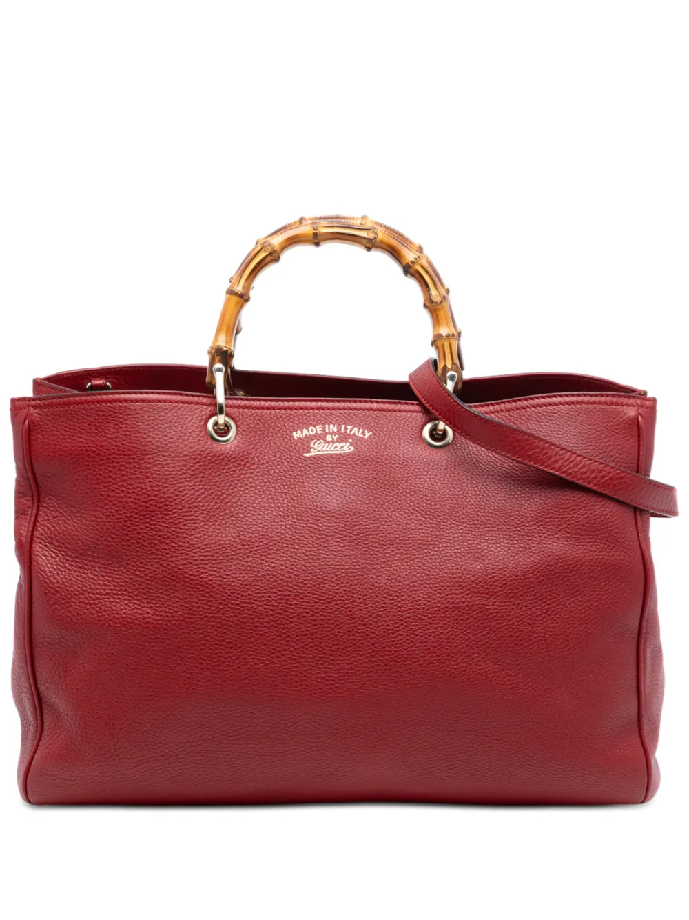 Gucci Pre-Owned 2016-2026 Large Calfskin Bamboo Shopper Sachel satchel - Rosso