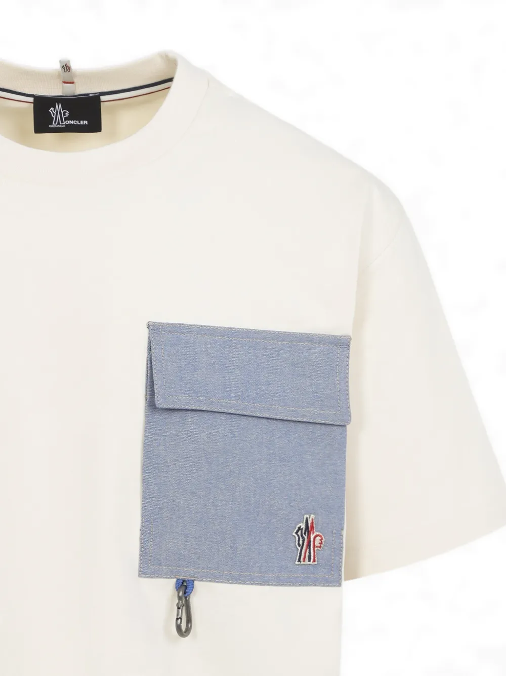 Moncler Grenoble Blend T-shirt met denim zak Beige