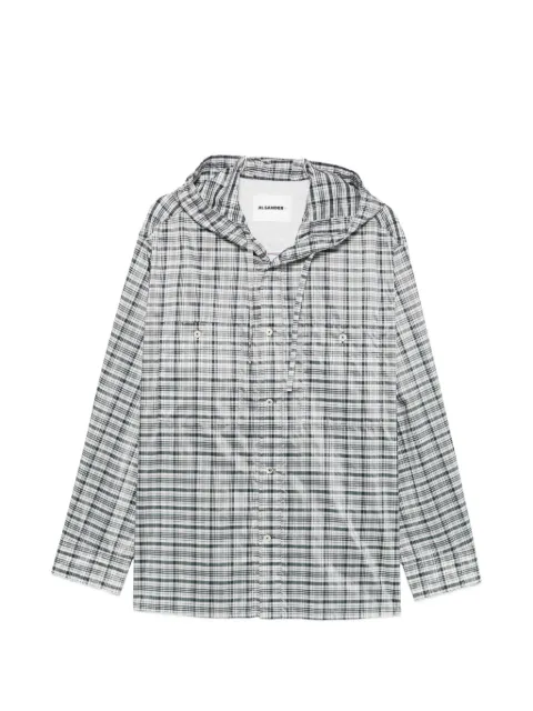 Jil Sander check-pattern hooded overshirt