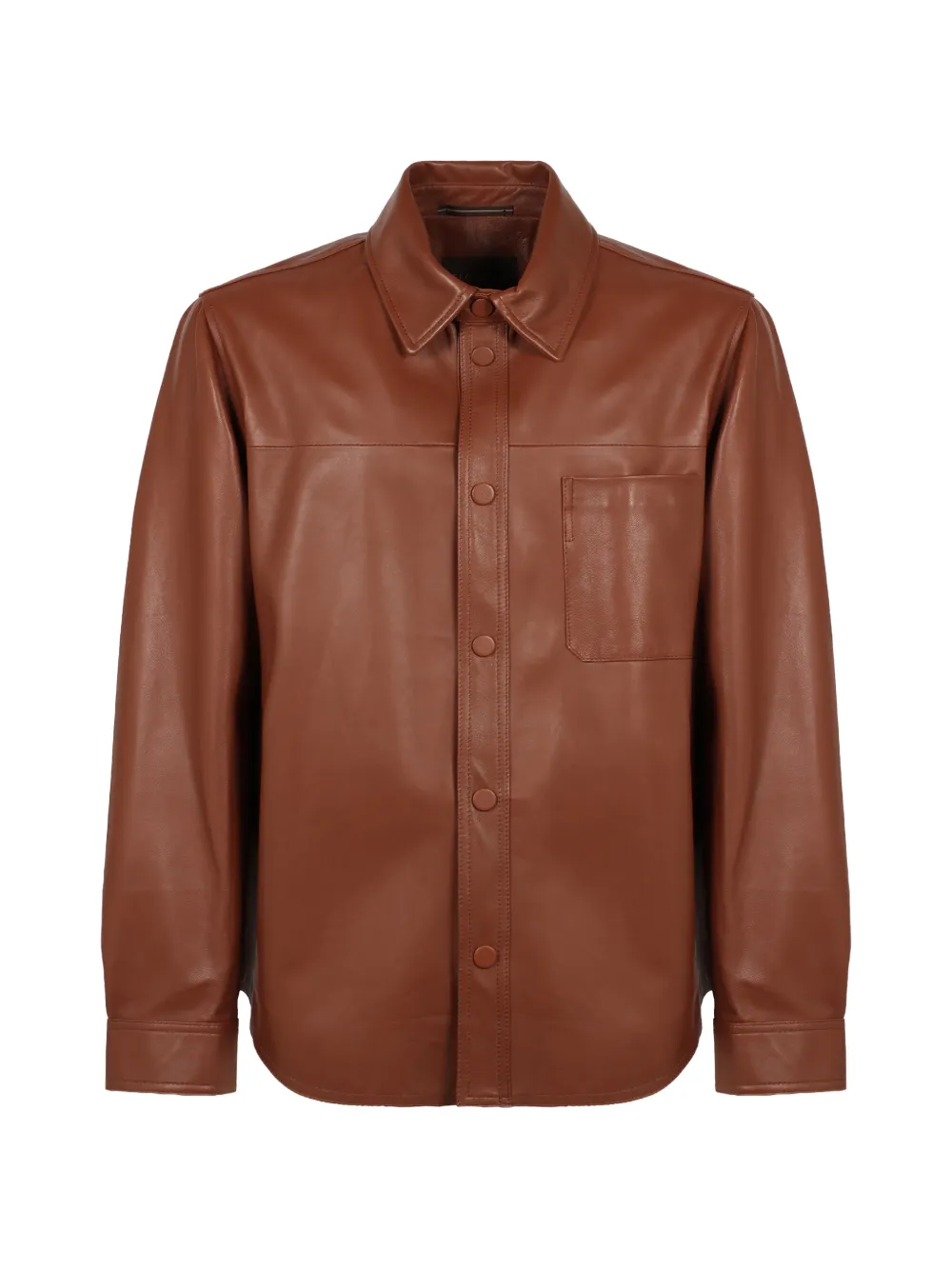 slowear button front leather shirt - Marrone