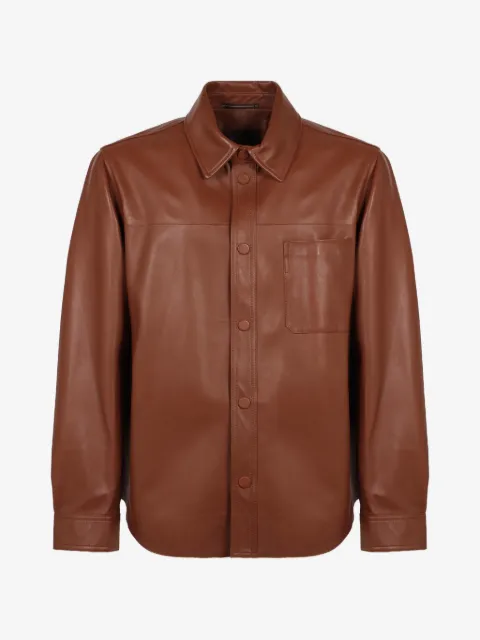 slowear button front leather shirt