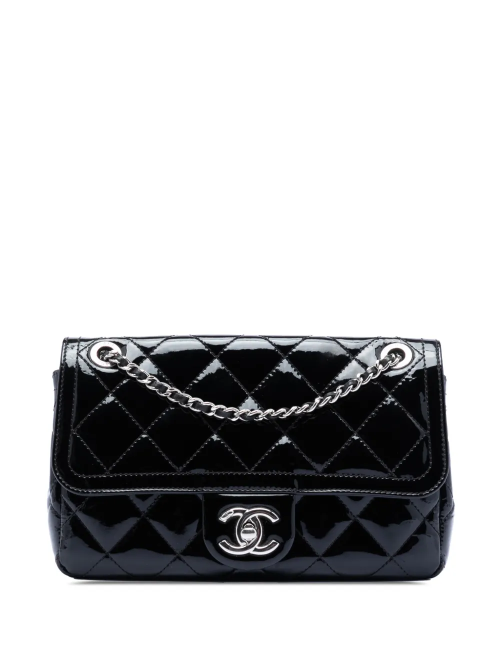 CHANEL Pre-Owned 2014-2015 Small Quilted Patent Coco Shine Flap crossbody bag - Nero
