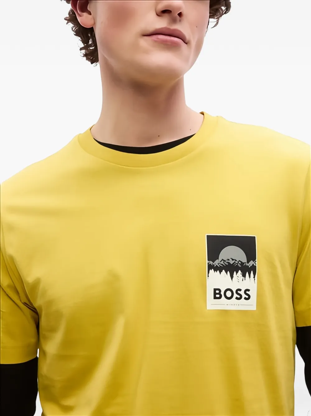BOSS T-shirt met logoprint Geel