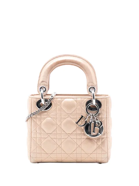 Christian Dior Pre-Owned شنطة 'كاناج ليدي ديور' بحمالة كتف جلد صغيرة فزحية اللون 2015