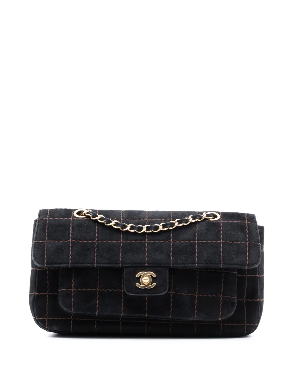 CHANEL Pre-Owned 2002-2003 CC Choco Bar Suede Stitched Chain Flap shoulder bag - Nero