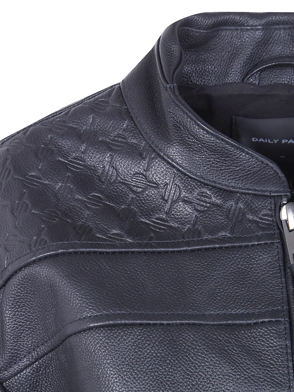  Daily Paper Patterned Leather Jacket - Black 
