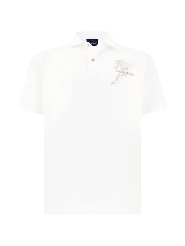 Paul & Shark Piqué Year of the Horse Polo Shirt in White