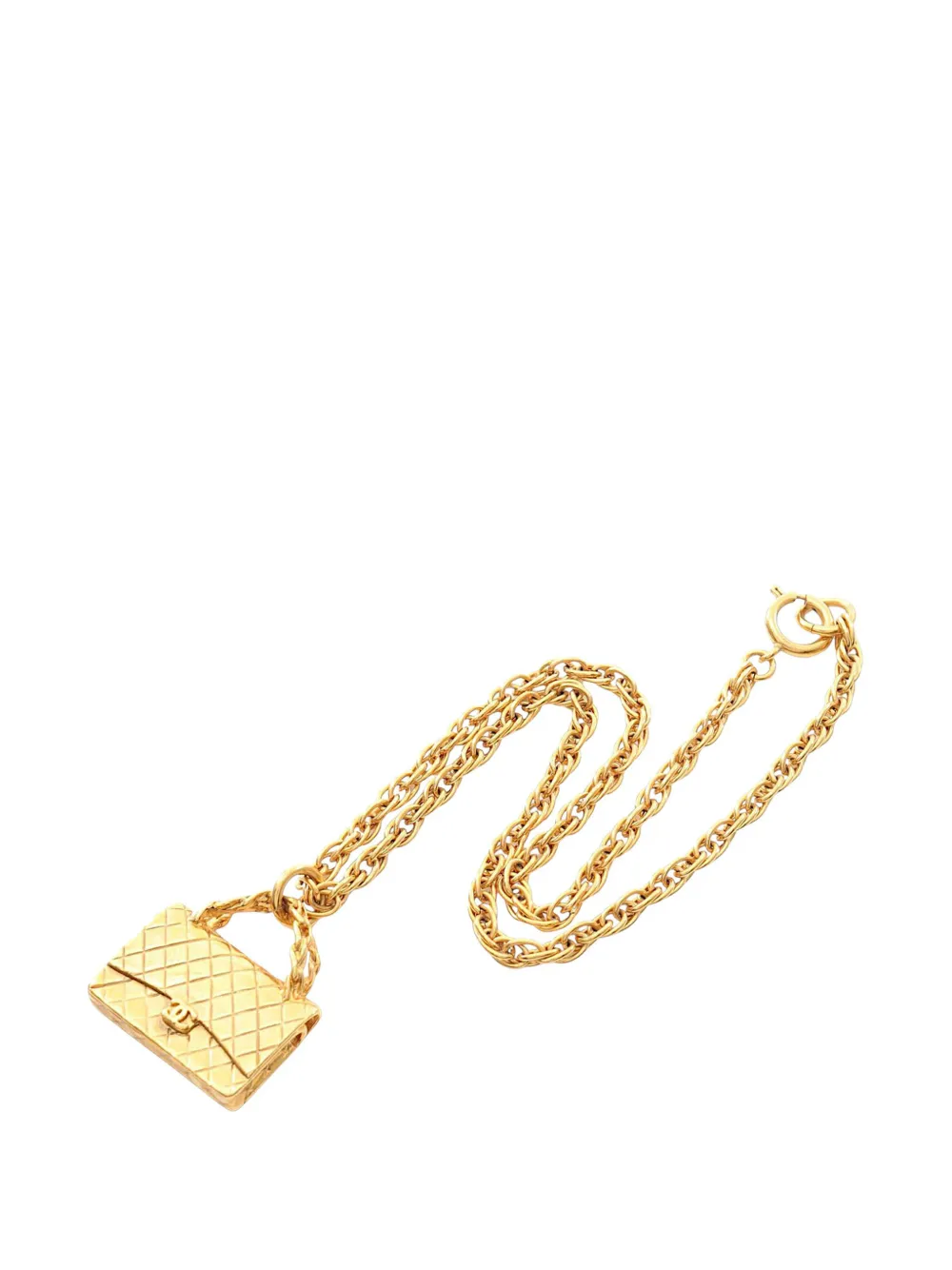 CHANEL Pre-Owned 1995 CC Gold Plated Quilted Flap Bag Pendant Necklace costume necklace - Oro