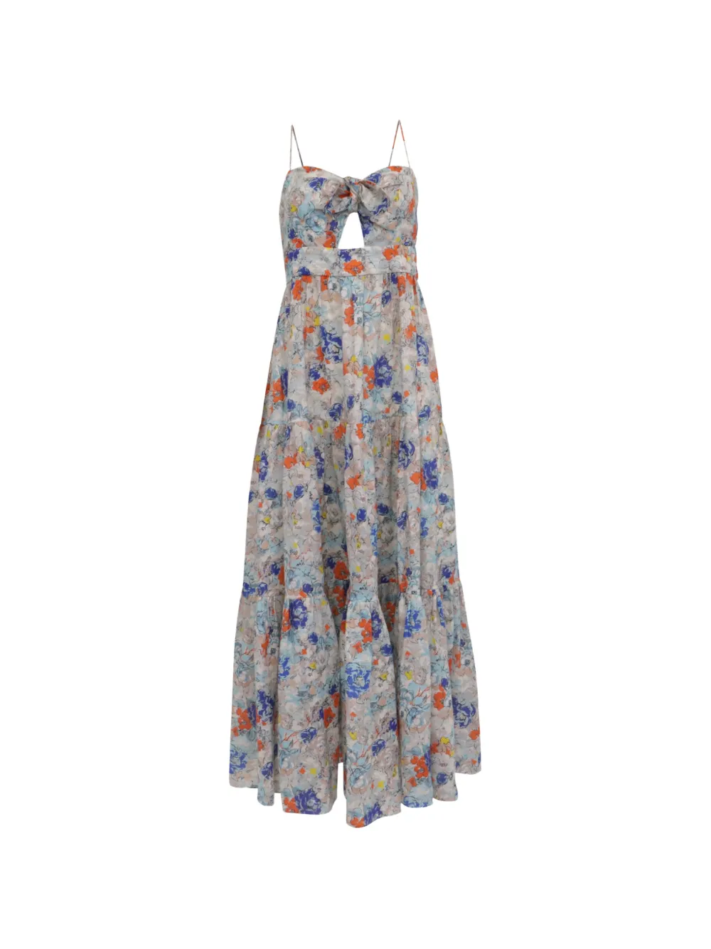 ZIMMERMANN Clover tie-front floral-print maxi dress - Toni neutri