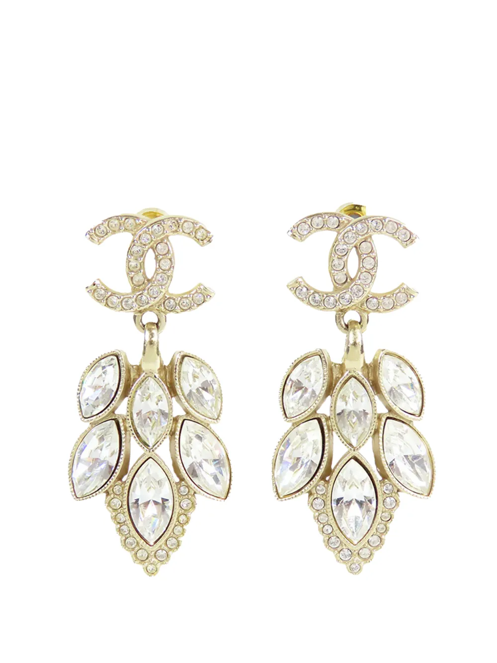 CHANEL Pre-Owned 2023 CC Gold Plated Rhinetone Drop Earrings costume earrings - Oro