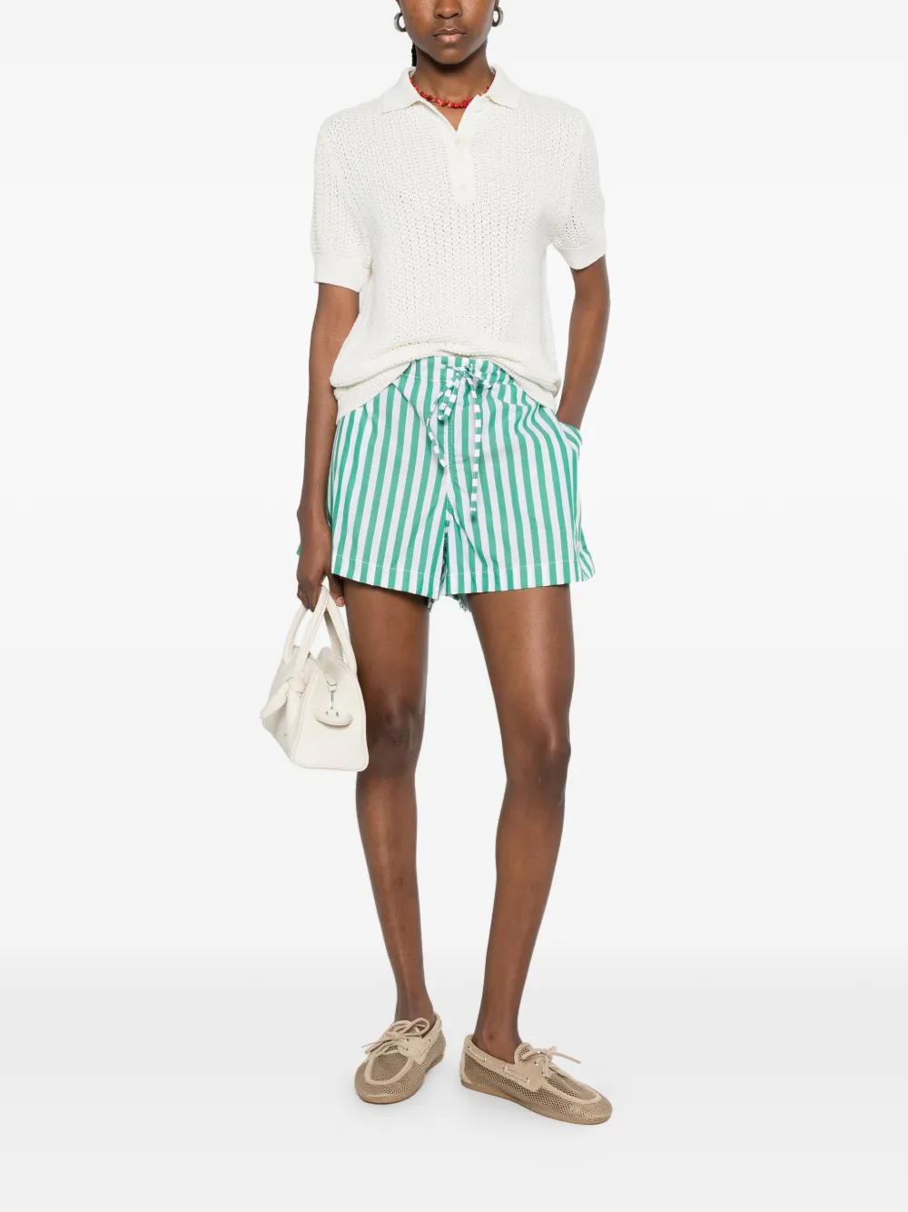  Hunza G Drawstring Striped Shorts - Green 