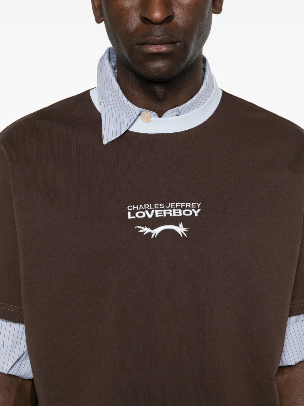 Charles Jeffrey Loverboy T-shirt met geborduurd logo Bruin
