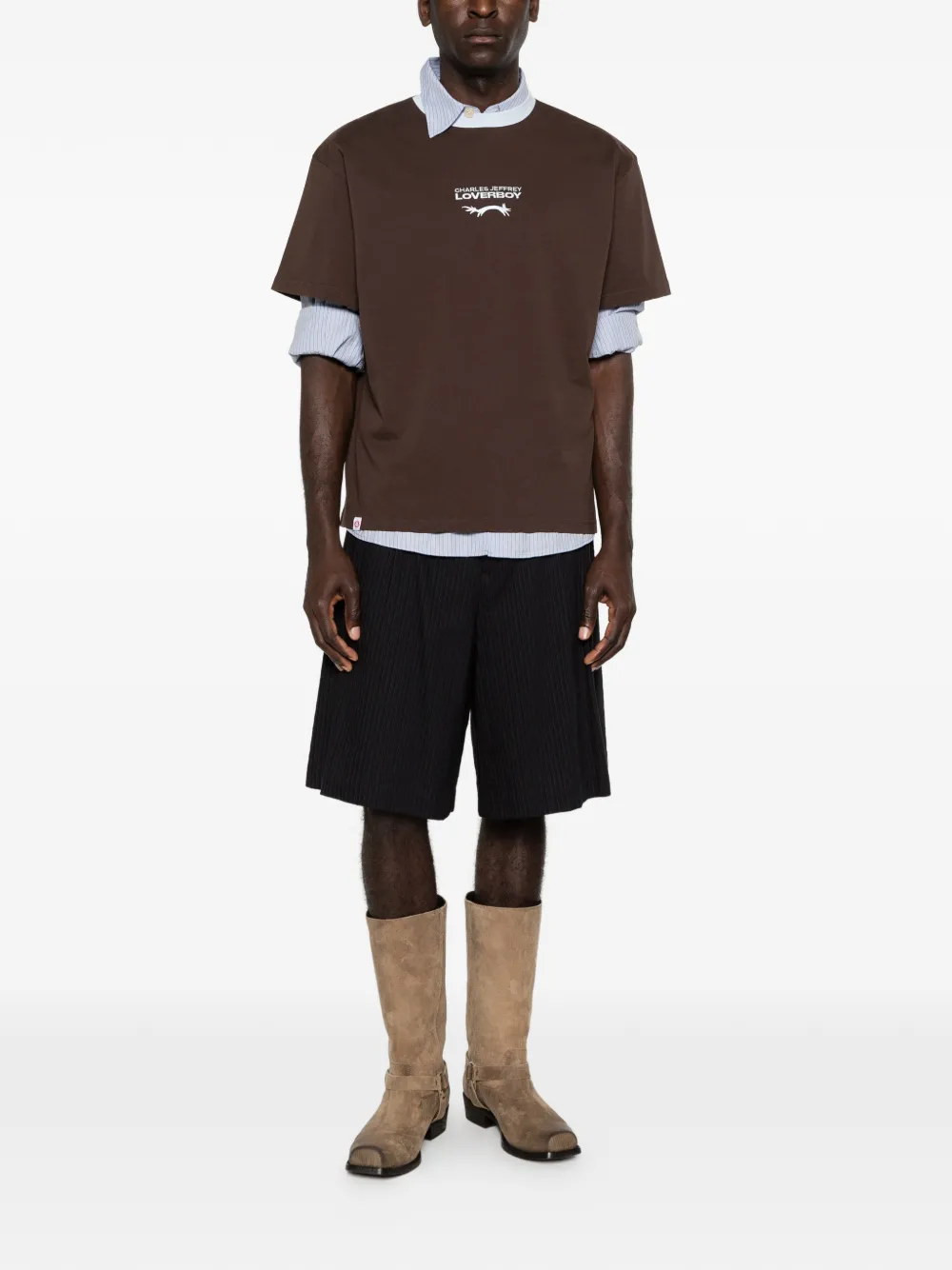 Charles Jeffrey Loverboy T-shirt met geborduurd logo Bruin