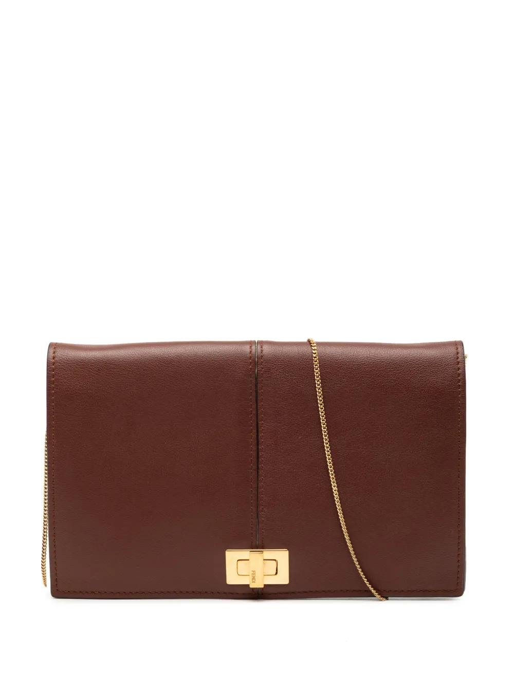 Fendi Pre-Owned 2000-2010 Leather Peekaboo Chain Clutch crossbody bag - Marrone