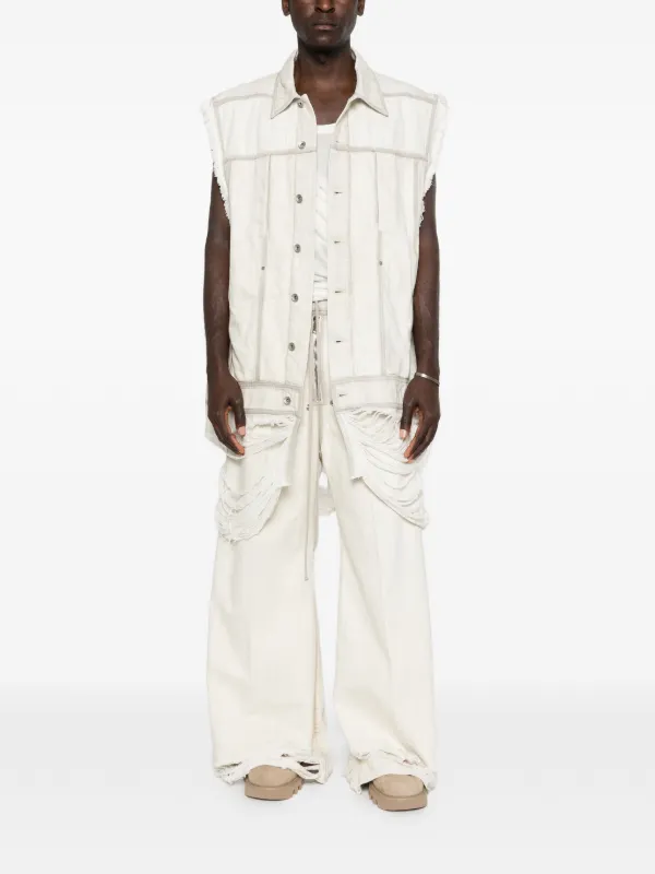 Rick Owens Temple Sl Jumbo Worker Jacket Shredded 13oz Denim