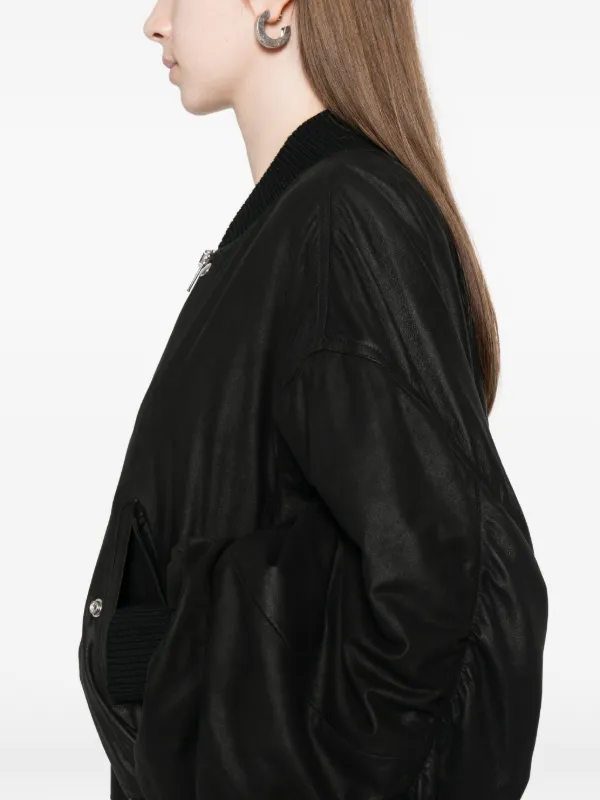 Rick Owens zip-up Leather Bomber Jacket | Black | FARFETCH AO