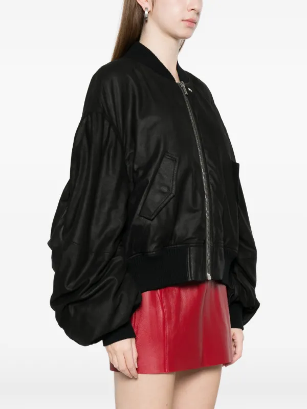 Rick Owens zip-up Leather Bomber Jacket | Black | FARFETCH AO