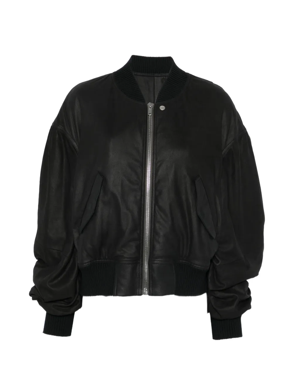 Rick Owens zip-up leather bomber jacket - Nero
