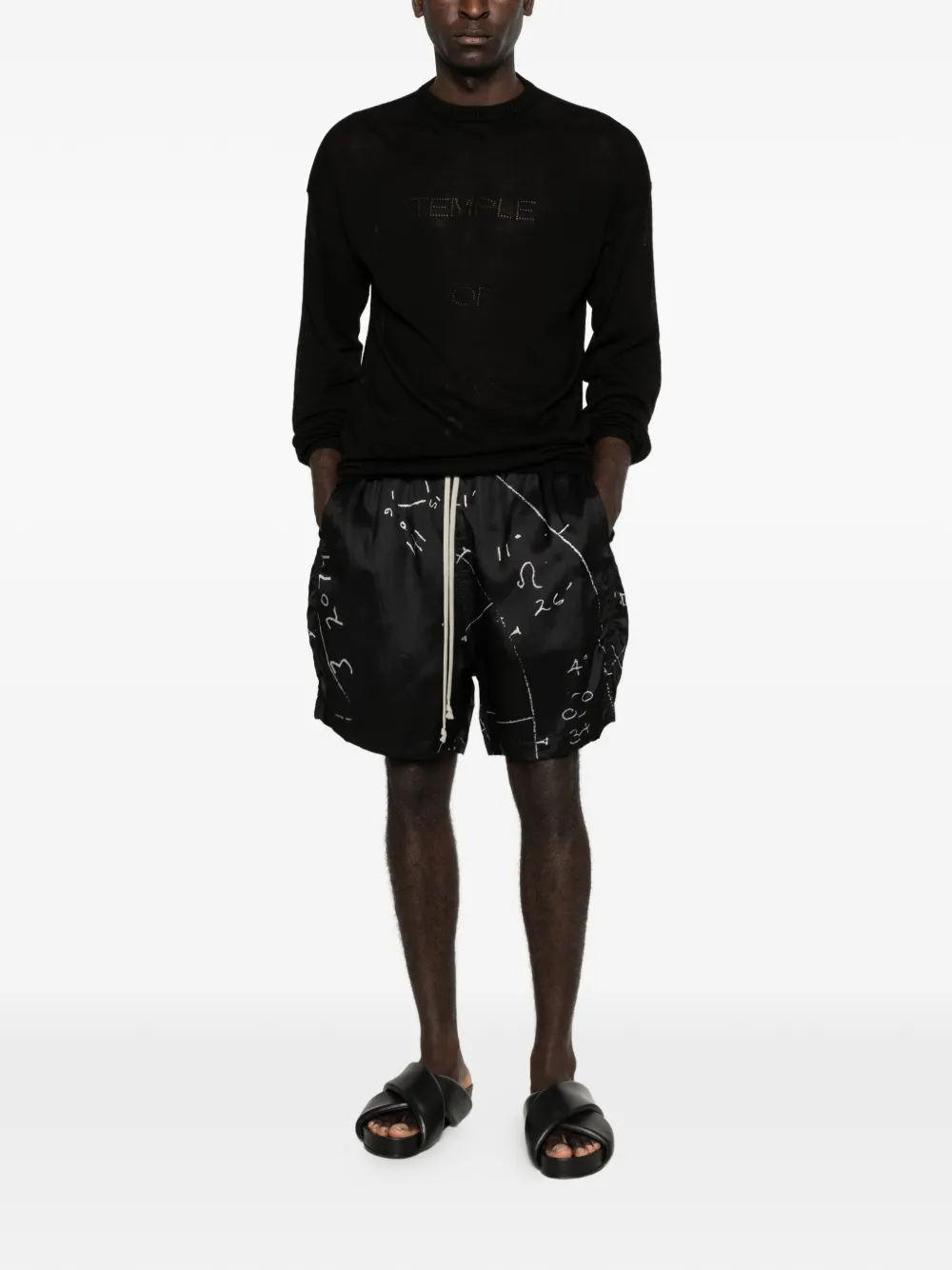 Rick Owens graphic-print drawstring shorts | Drop-Crotch Shorts | Image 2