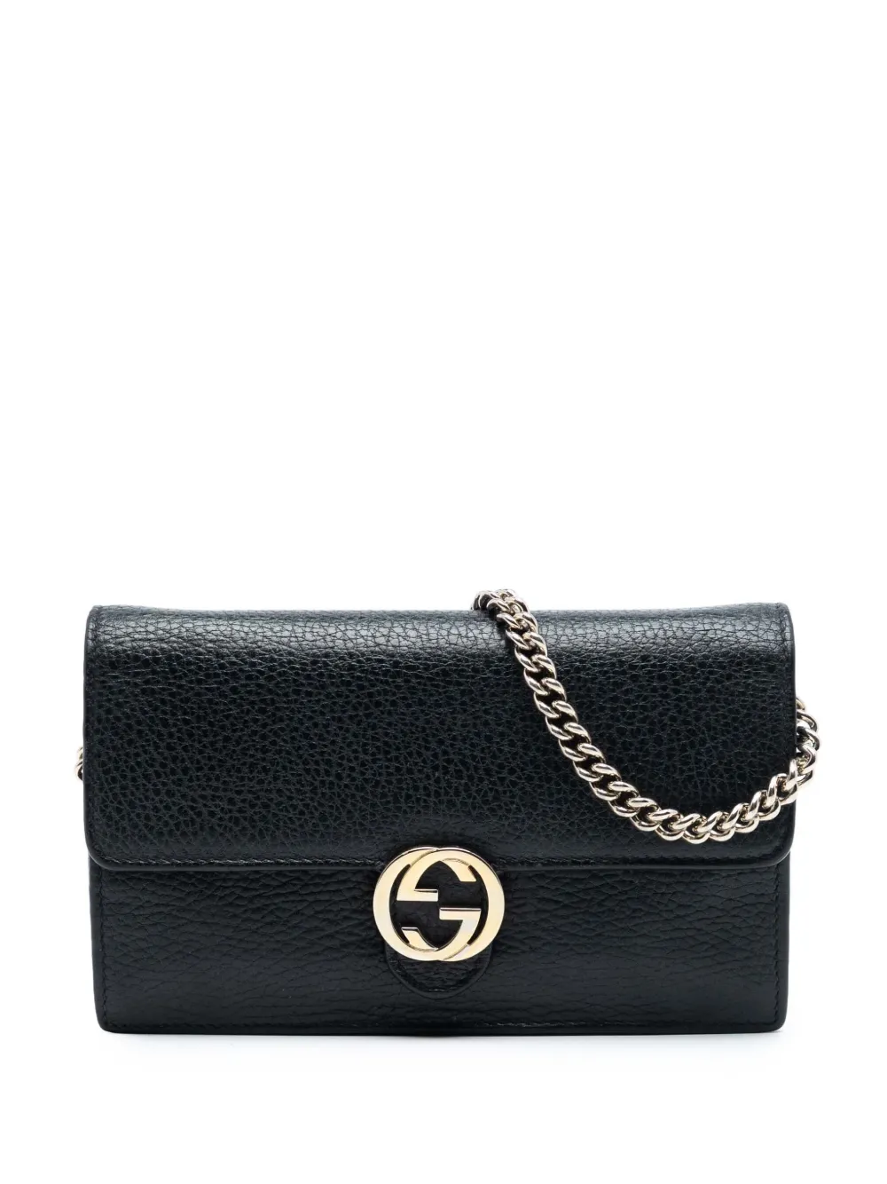 Gucci Pre-Owned 2016-2026 Leather Interlocking G Dollar Wallet on Chain crossbody bag - Nero
