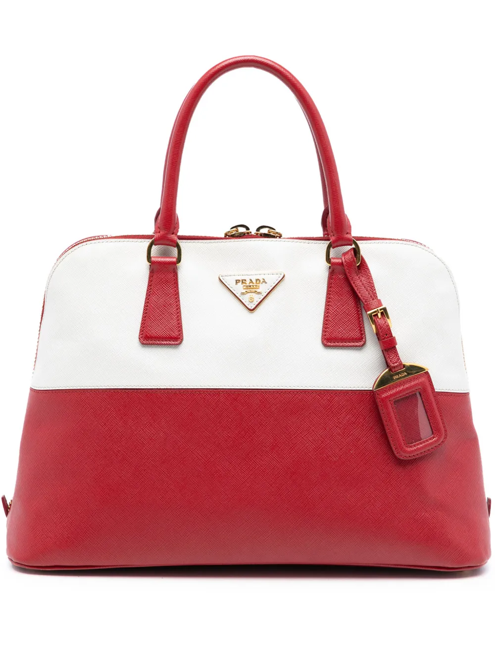 Prada Pre-Owned 2013-2025 Medium Bicolor Saffiano Lux Promenade satchel - Rosso