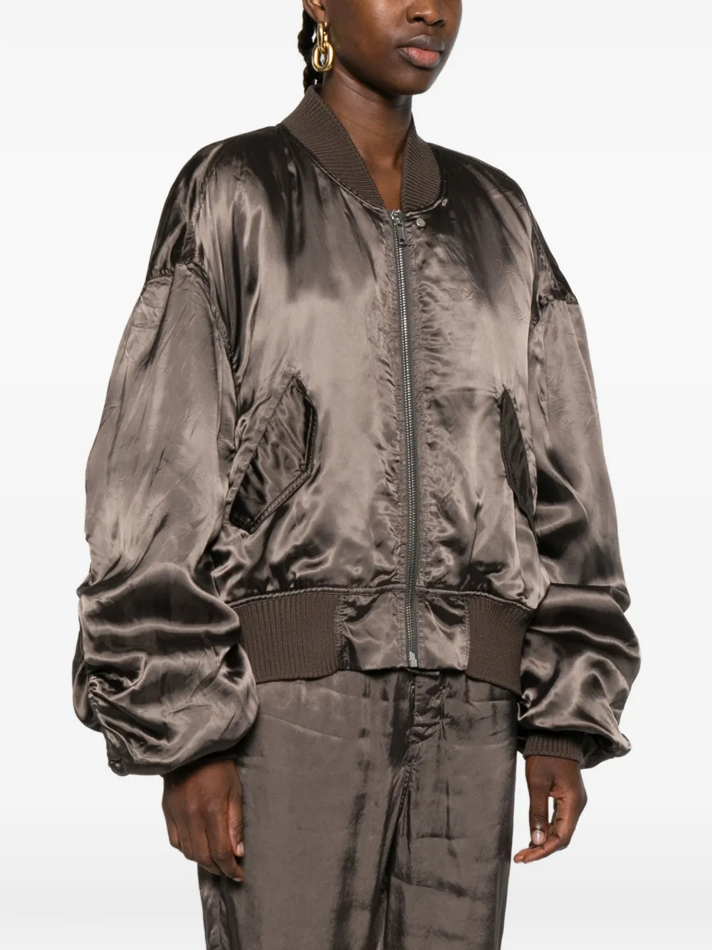  Rick Owens Zip-up Bomber Jacket - Brown 